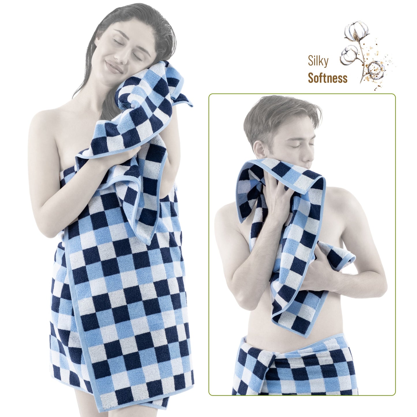 Luxury Bath Towel Set 100% Cotton Yarn Dyed Ultra Soft and Plush - Quahog Bay Bedding