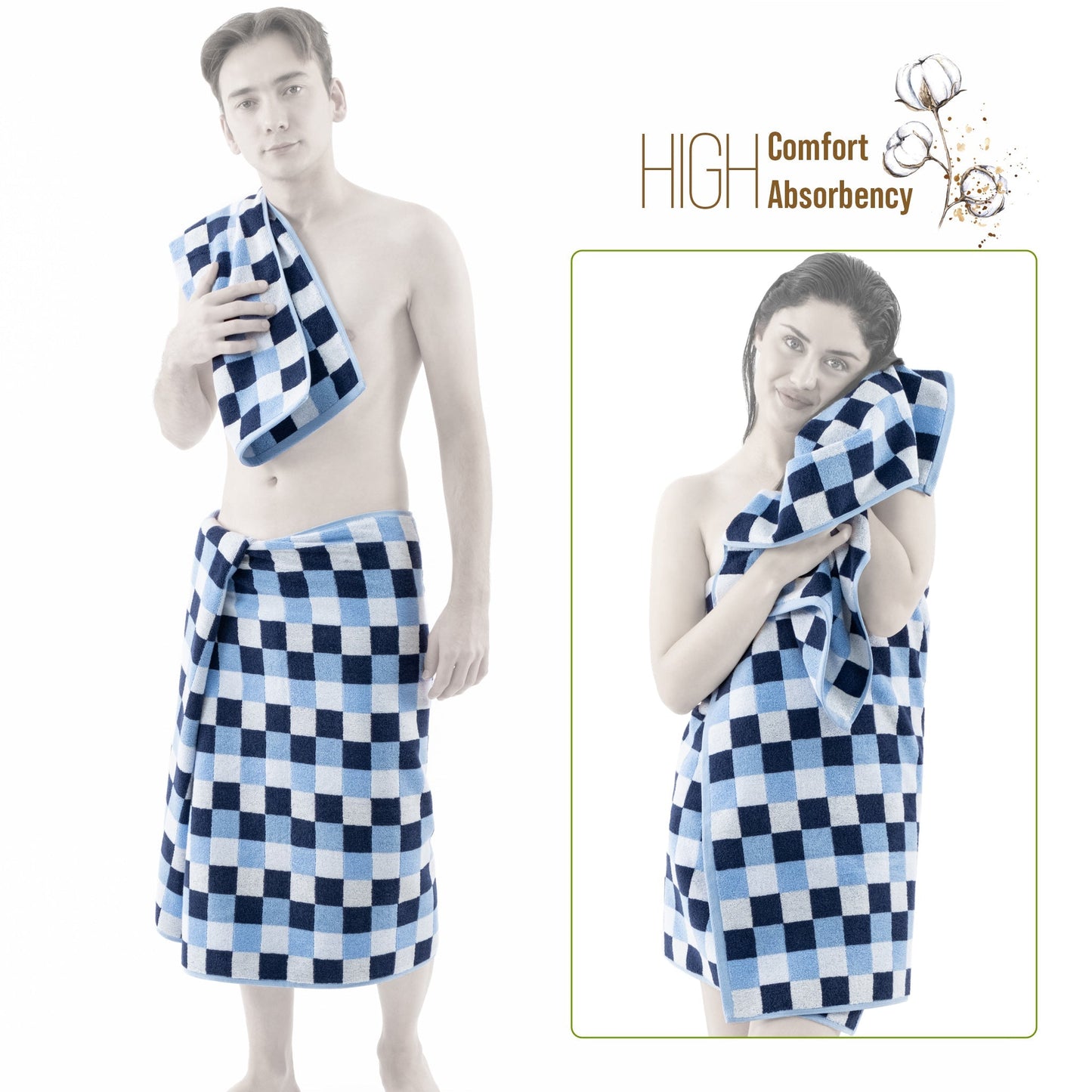 Luxury Bath Towel Set 100% Cotton Yarn Dyed Ultra Soft and Plush - Quahog Bay Bedding