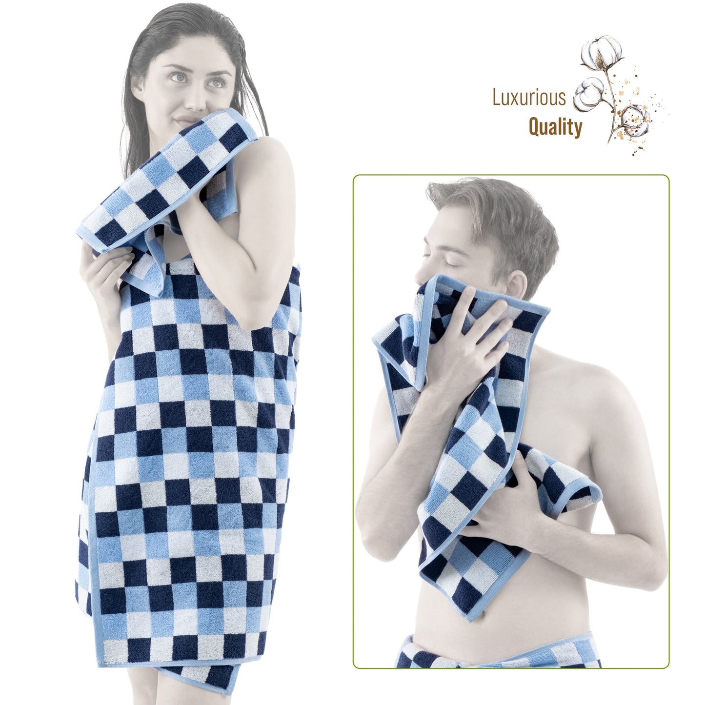 Luxury Bath Towel Set 100% Cotton Yarn Dyed Ultra Soft and Plush - Quahog Bay Bedding