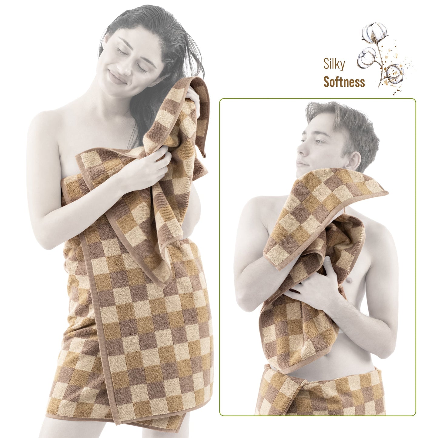 Luxury Bath Towel Set 100% Cotton Yarn Dyed Ultra Soft and Plush - Quahog Bay Bedding
