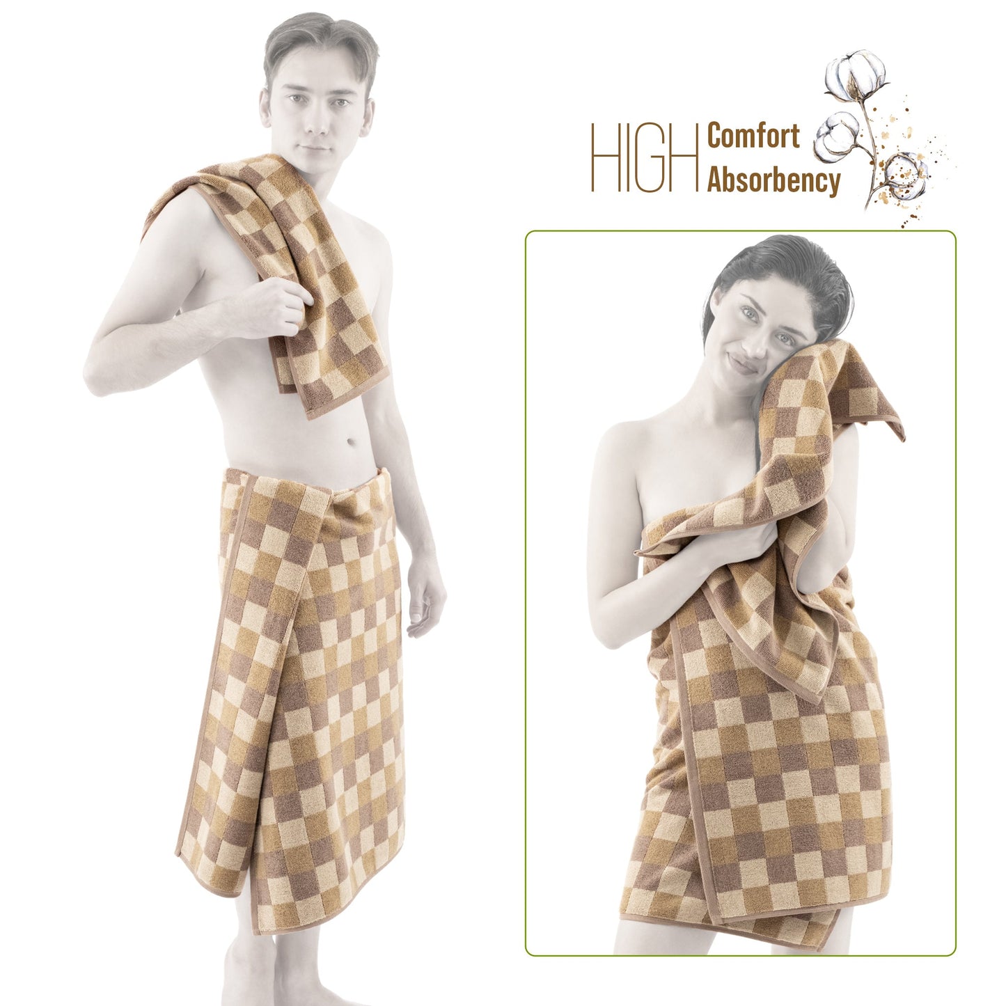 Luxury Bath Towel Set 100% Cotton Yarn Dyed Ultra Soft and Plush - Quahog Bay Bedding