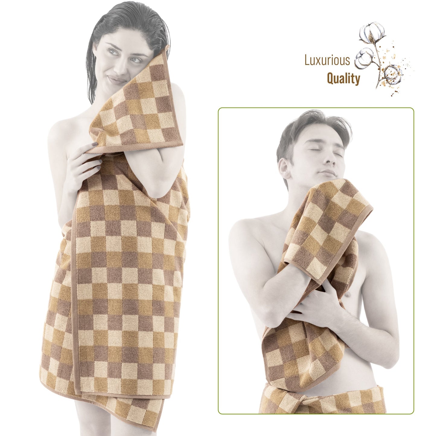 Luxury Bath Towel Set 100% Cotton Yarn Dyed Ultra Soft and Plush - Quahog Bay Bedding