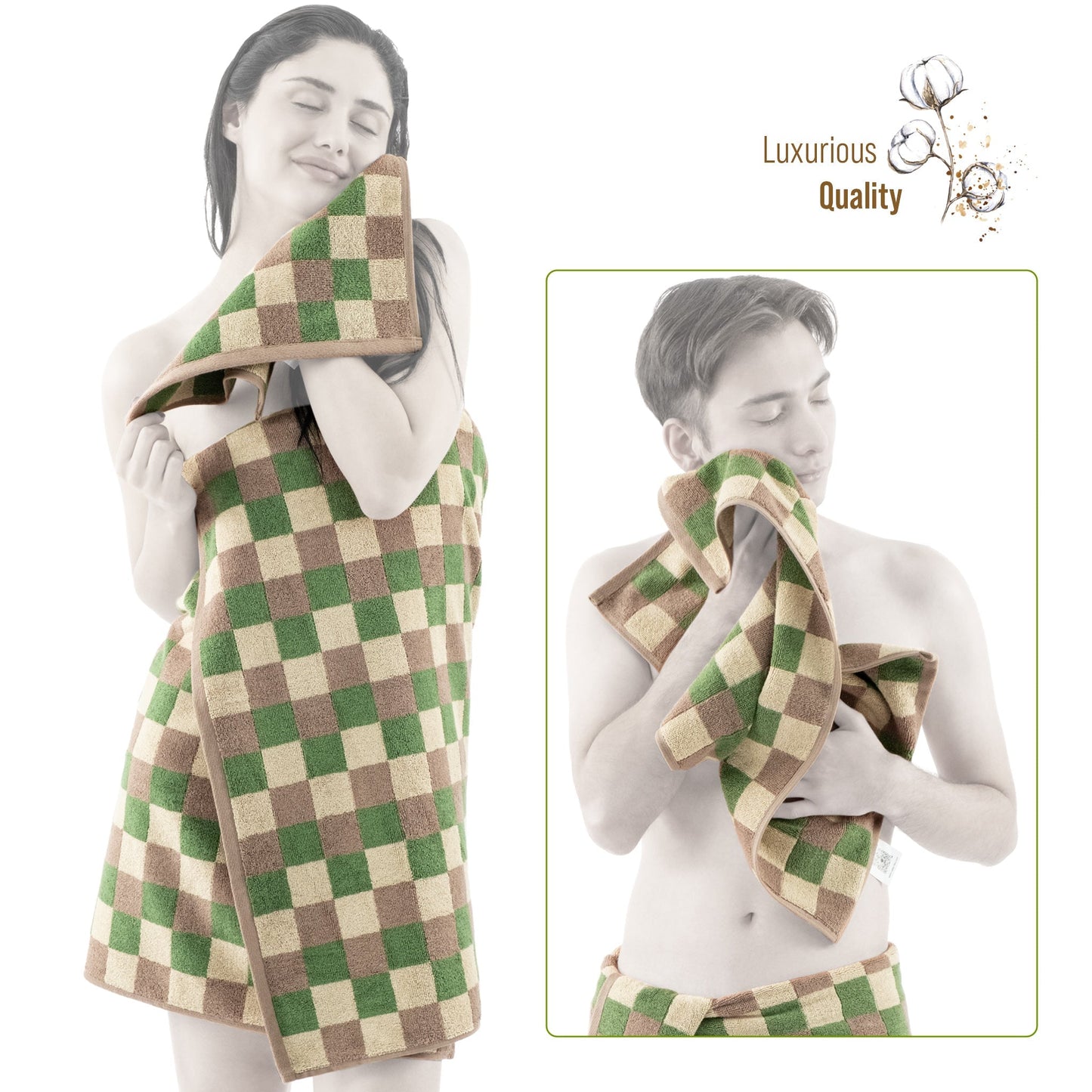 Luxury Bath Towel Set 100% Cotton Yarn Dyed Ultra Soft and Plush - Quahog Bay Bedding
