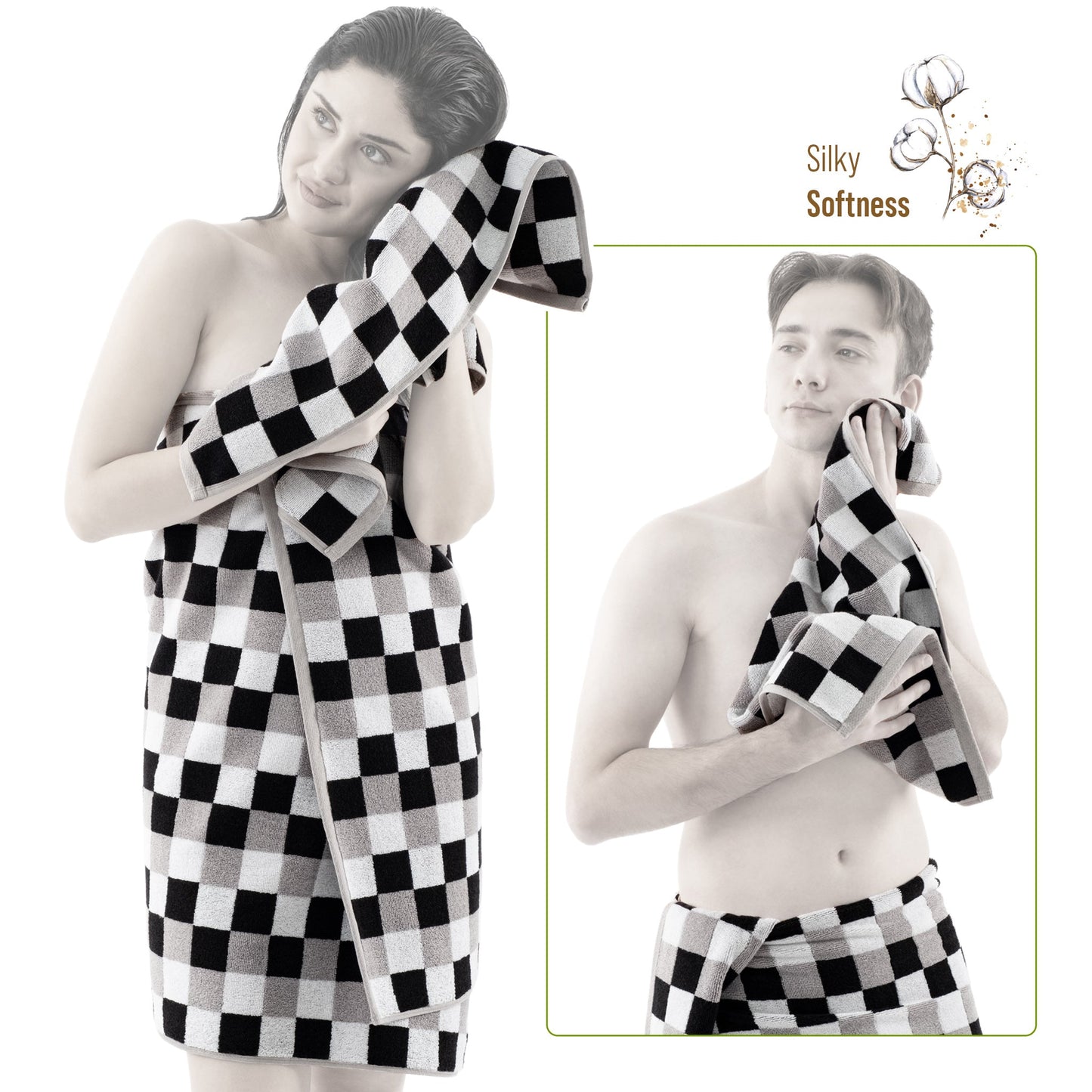 Luxury Bath Towel Set 100% Cotton Yarn Dyed Ultra Soft and Plush - Quahog Bay Bedding