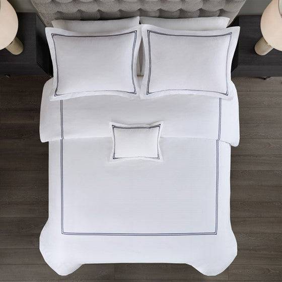 Madison Park Luxury 500TC Luxury Collection 100% Cotton Sateen Embroidered Duvet Cover Set - Quahog Bay Bedding