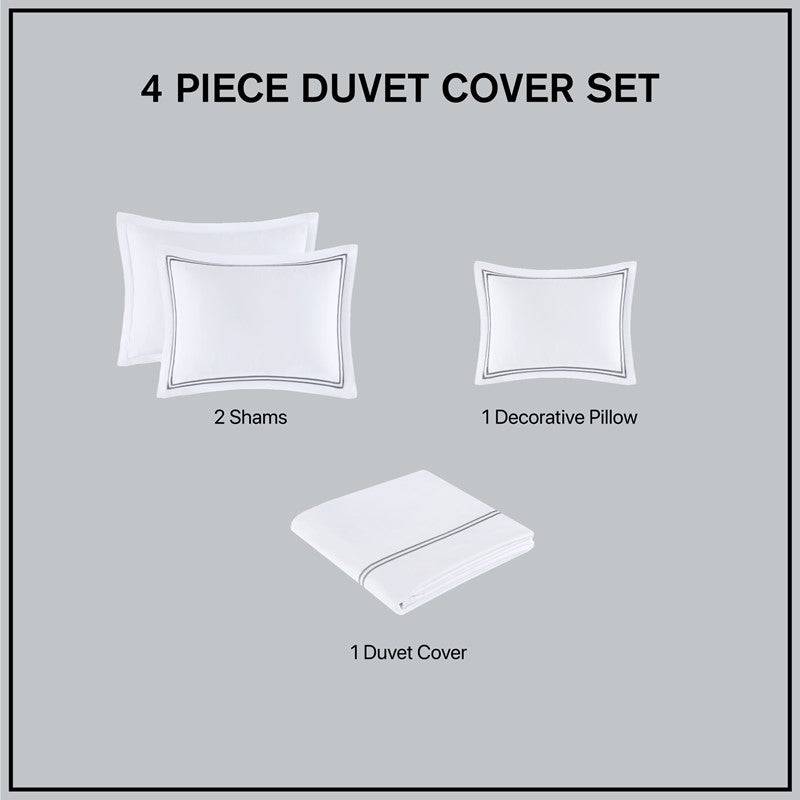 Madison Park Luxury 500TC Luxury Collection 100% Cotton Sateen Embroidered Duvet Cover Set - Quahog Bay Bedding