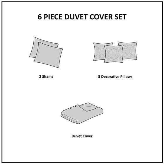 Madison Park Pebble Beach 6 Piece Cotton Sateen Duvet Cover Set - Aqua - Quahog Bay Bedding