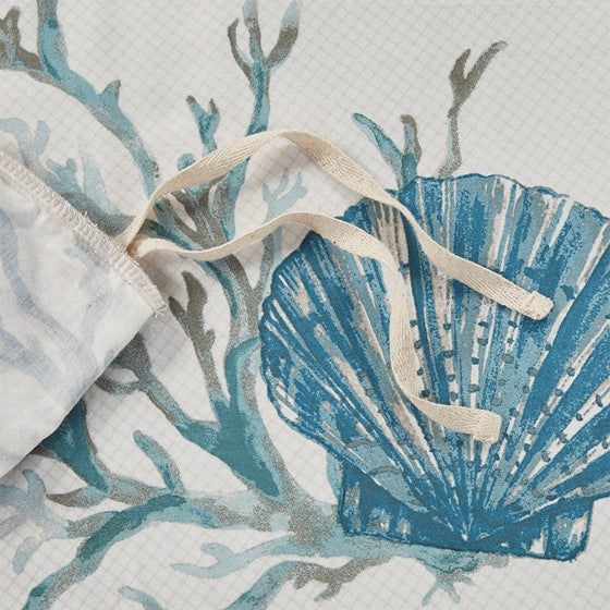 Madison Park Pebble Beach 6 Piece Cotton Sateen Duvet Cover Set - Aqua - Quahog Bay Bedding