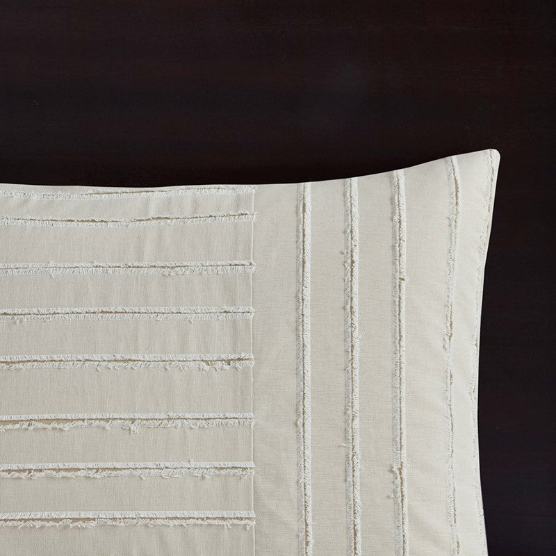 Oversized Cotton Clipped Jacquard Farmhouse Style Comforter Set - Ivory