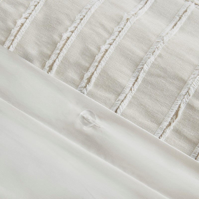 Oversized Cotton Clipped Jacquard Farmhouse Style Comforter Set - Ivory