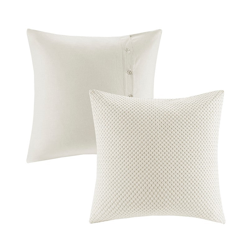 Oversized Cotton Clipped Jacquard Farmhouse Style Comforter Set - Ivory