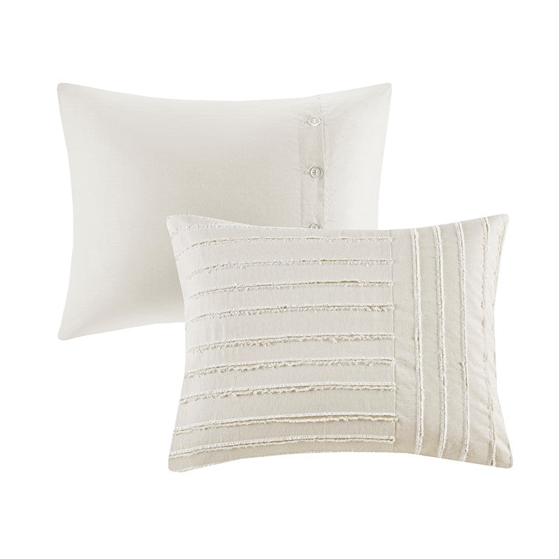 Oversized Cotton Clipped Jacquard Farmhouse Style Comforter Set - Ivory