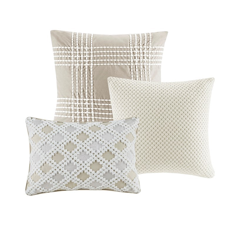 Oversized Cotton Clipped Jacquard Farmhouse Style Comforter Set - Ivory