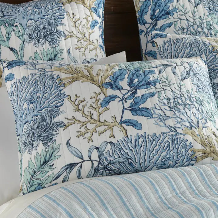 Mahina Quilt Set - Coral and Ocean Themed Quilt Set - Quahog Bay Bedding