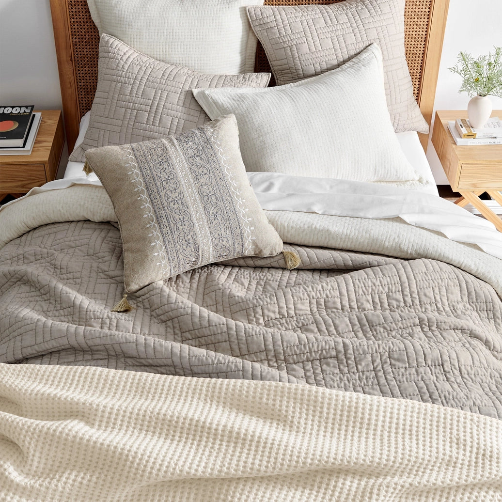 Melange Stitch Reversible Quilt Set - Natural - Quahog Bay Bedding