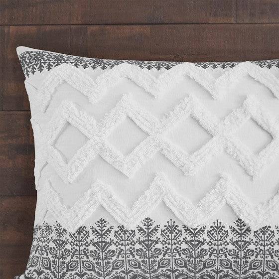 Mila Contemporary Cotton Comforter Set with Chenille Tufting in Gray - Quahog Bay Bedding