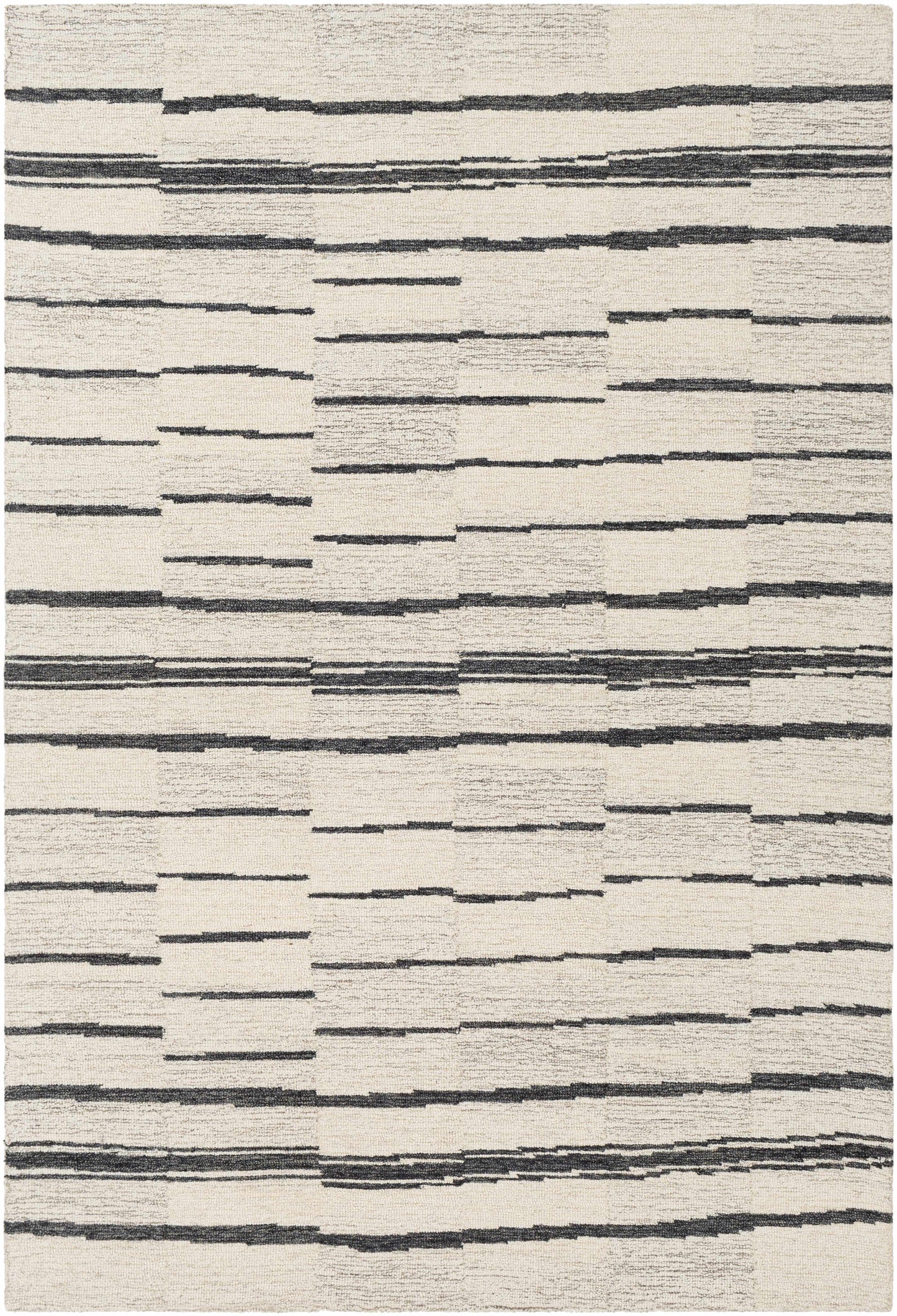 Moorebank Black Striped Wool Rug - Quahog Bay Bedding