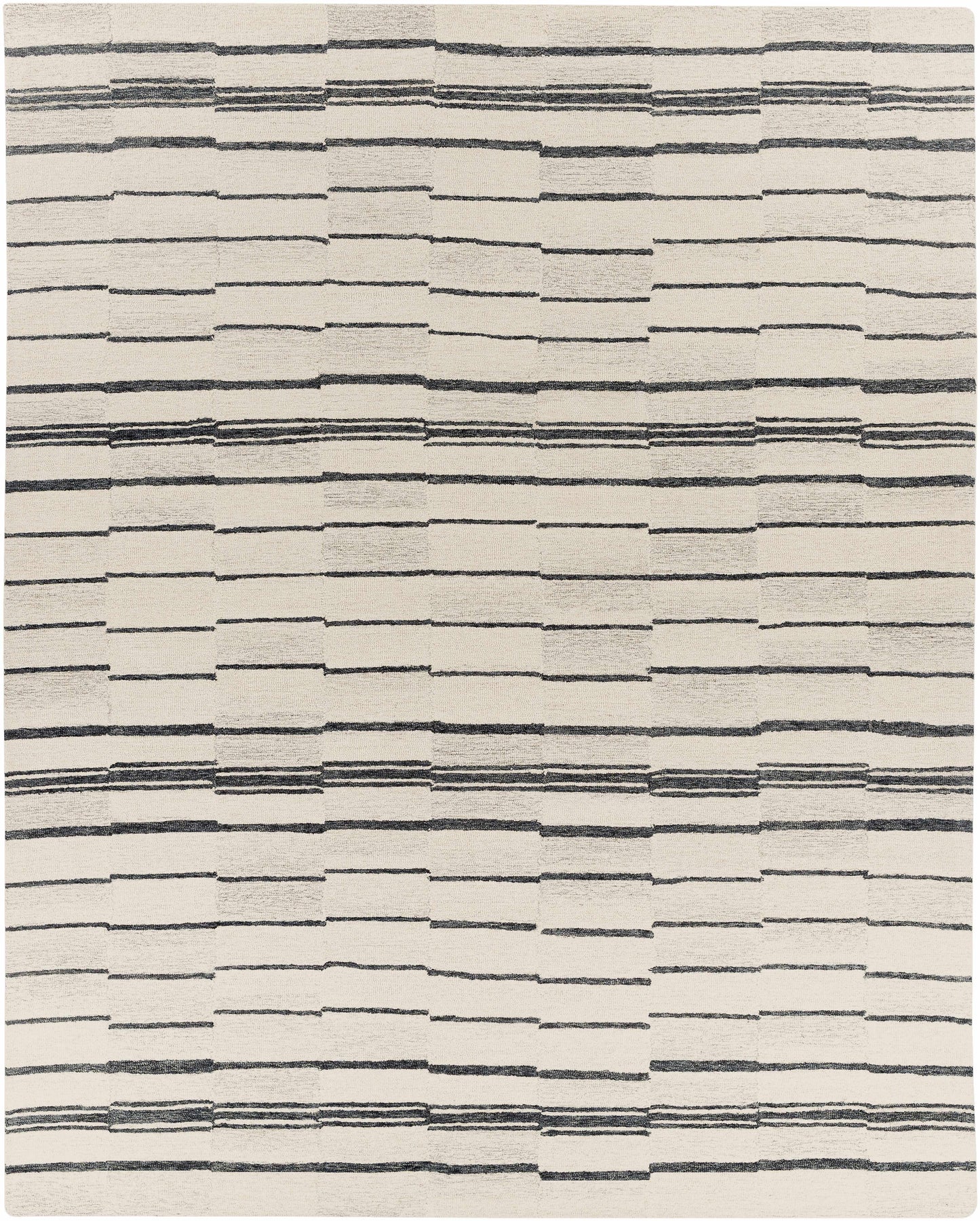 Moorebank Black Striped Wool Rug - Quahog Bay Bedding