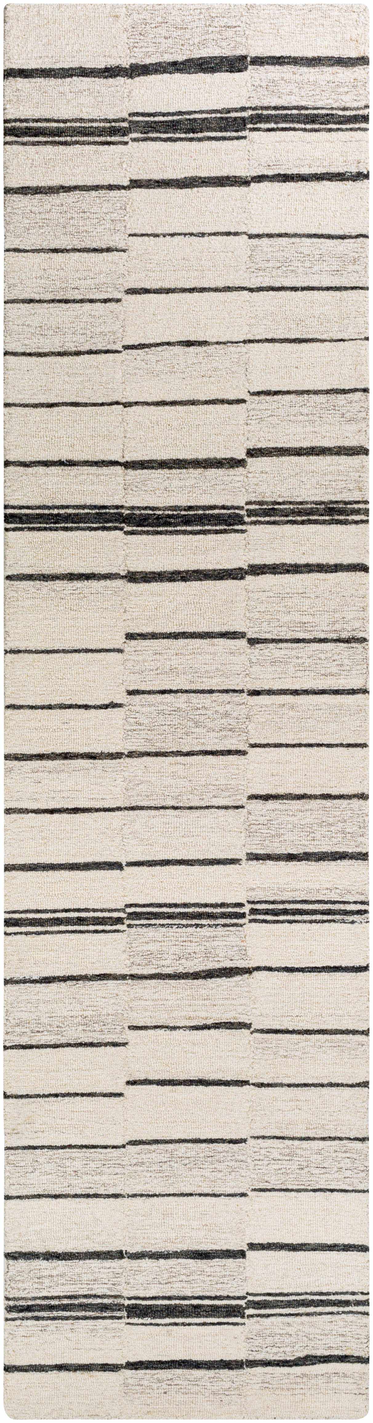 Moorebank Black Striped Wool Rug - Quahog Bay Bedding