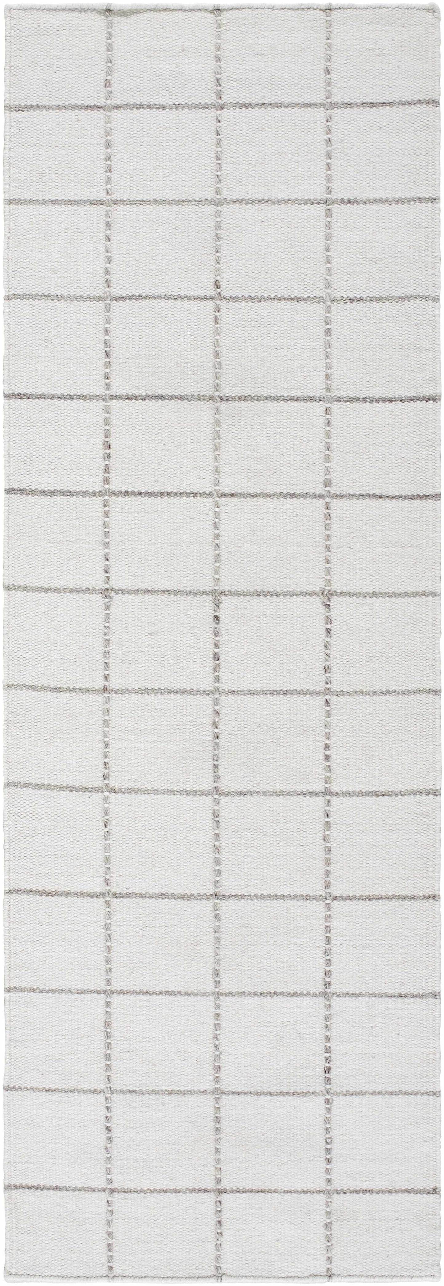 Nissa White Gray Checkered Wool Rug