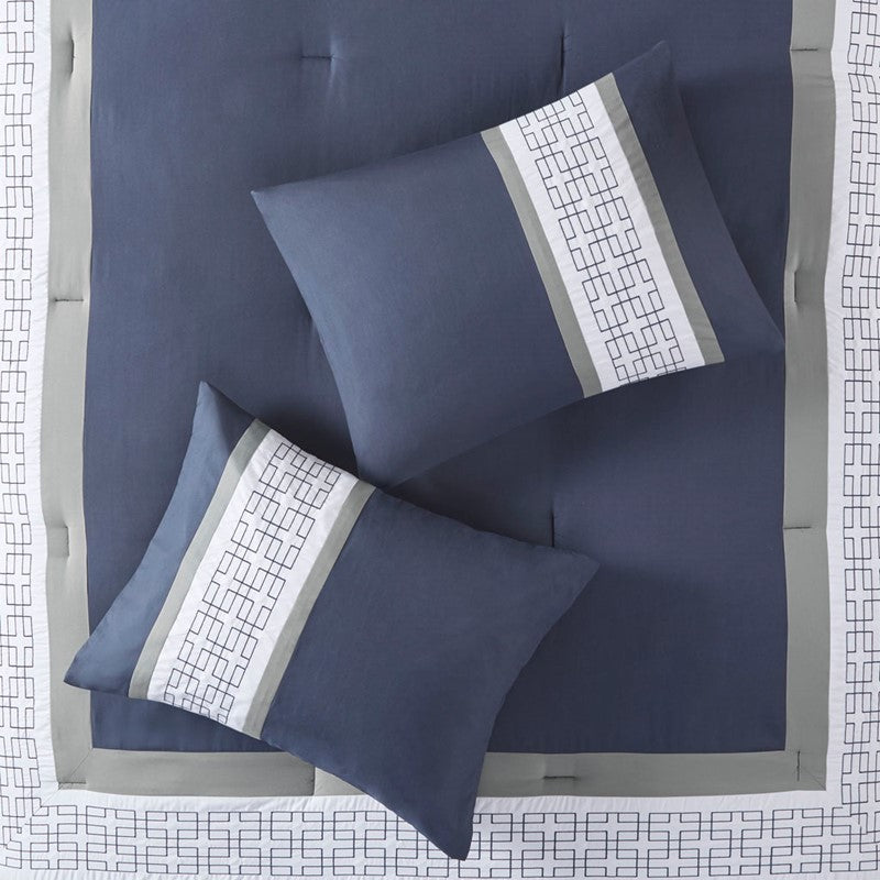 Nautical Comforter Set | Navy Blue | Queen | Powell 8 Piece Nautical Bedding Ensemble - Quahog Bay Bedding