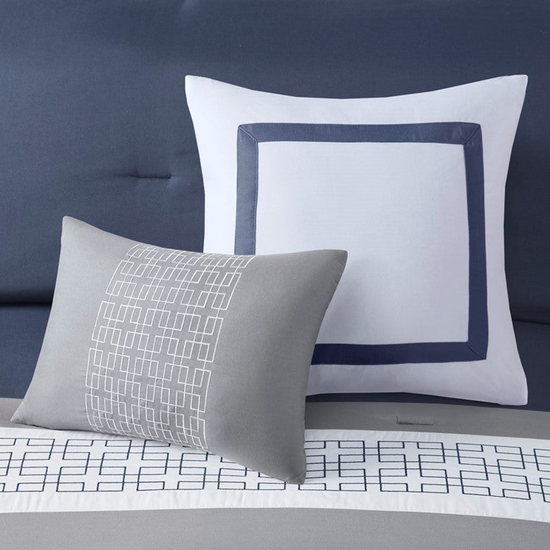 Nautical Comforter Set | Navy Blue | Queen | Powell 8 Piece Nautical Bedding Ensemble - Quahog Bay Bedding