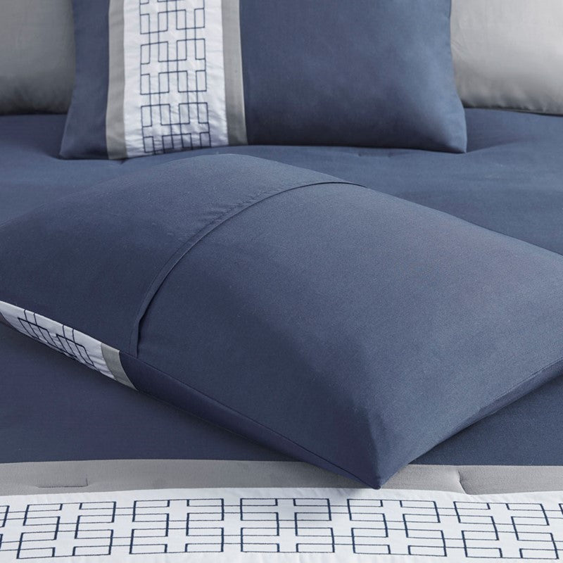 Nautical Comforter Set | Navy Blue | Queen | Powell 8 Piece Nautical Bedding Ensemble - Quahog Bay Bedding