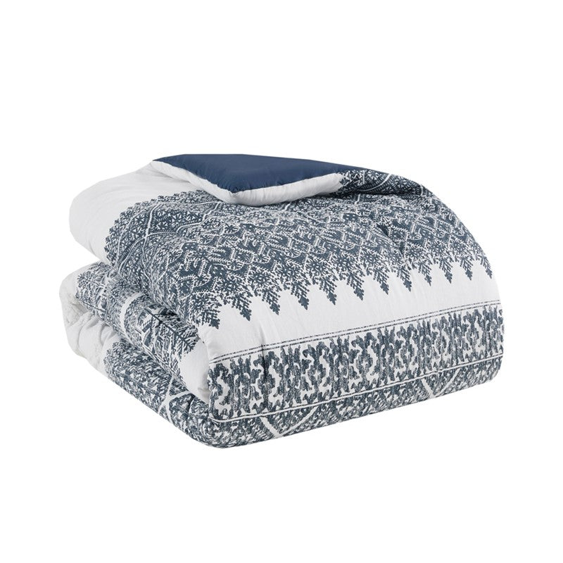 Nautical Mila Cotton Comforter Set with Chenille Tufting in Navy Blue