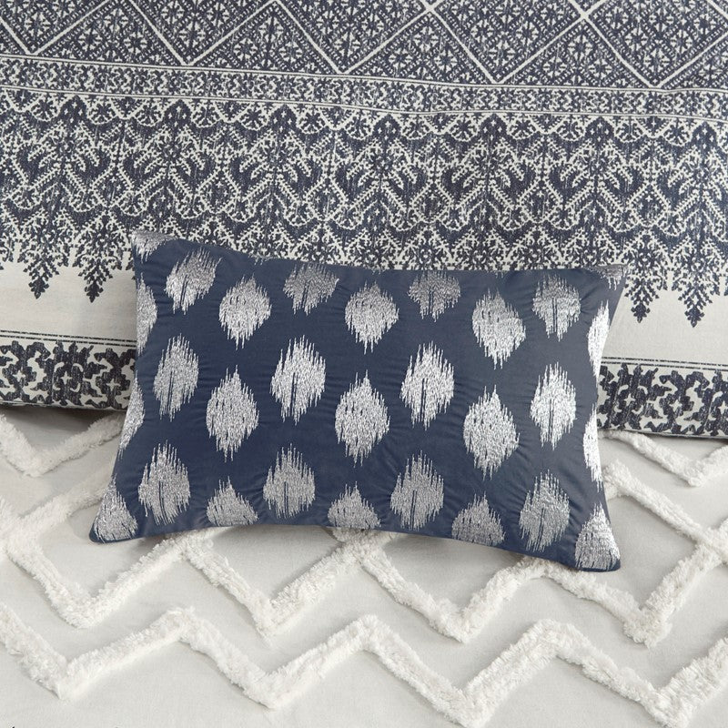 Nautical Mila Cotton Comforter Set with Chenille Tufting in Navy Blue