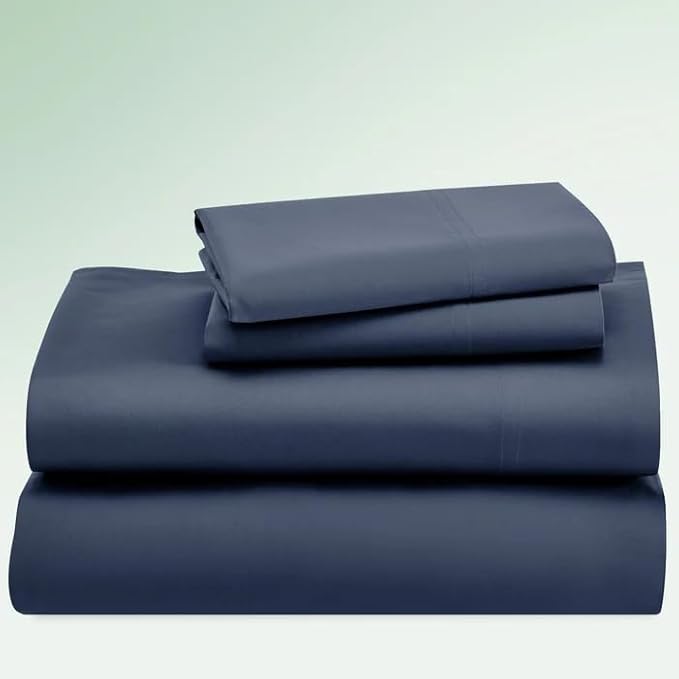 Sheet Sale! CLEARANCE - CinchFit 600TC 100% Cotton Cord Elastic Sheets- Queen Dark Blue Fitted Sheet