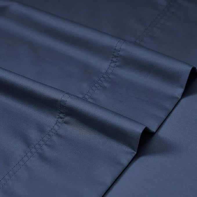 Sheet Sale! CLEARANCE - CinchFit 600TC 100% Cotton Cord Elastic Sheets- Queen Dark Blue Fitted Sheet