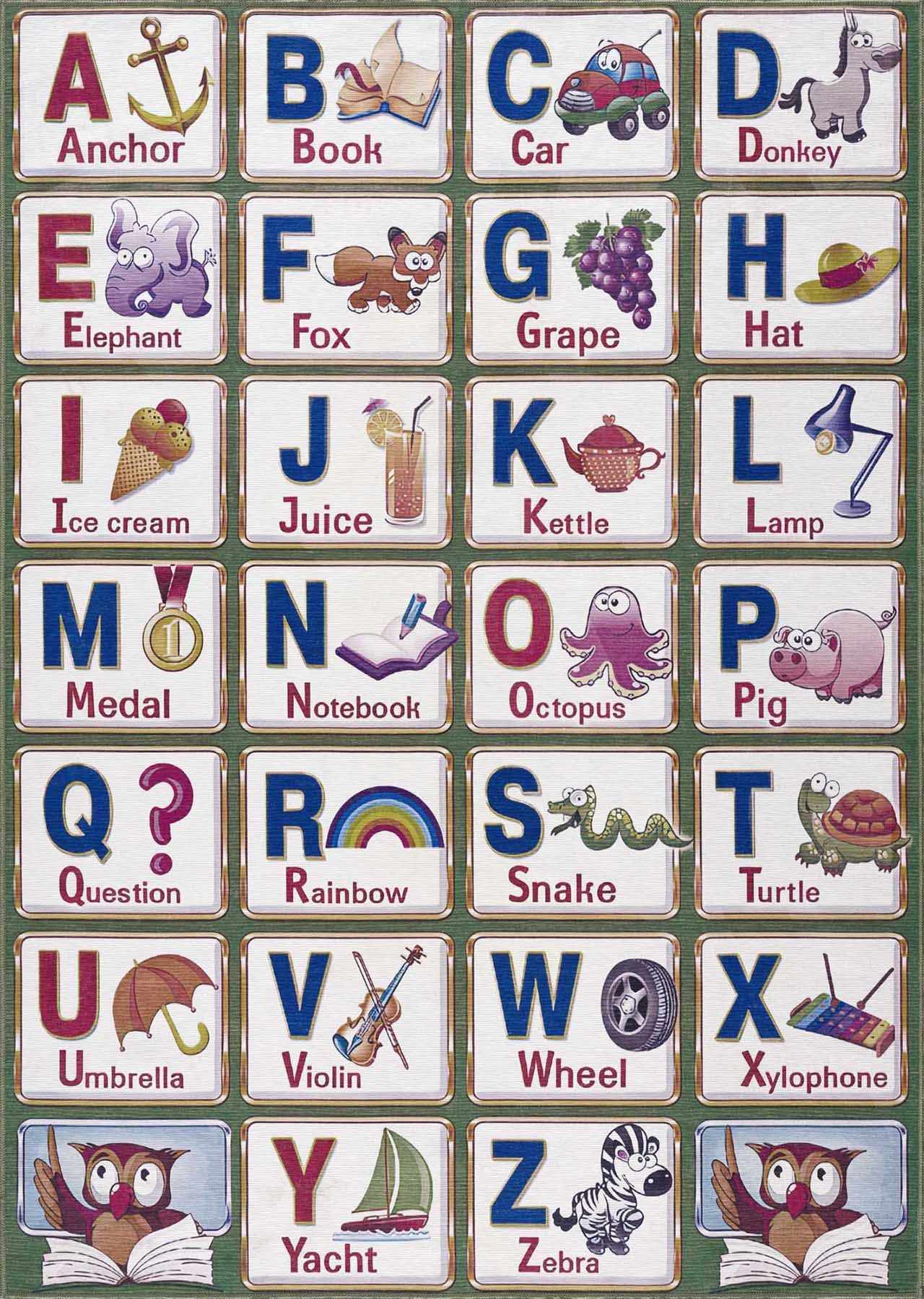 Osric Colorful Alphabet Washable Kids Rug - Clearance - Quahog Bay Bedding