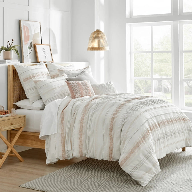 Pickford 100% Cotton Duvet Cover Set - Coastal Bedding Sets - Blush