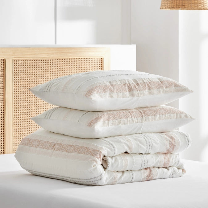 Pickford 100% Cotton Duvet Cover Set - Coastal Bedding Sets - Blush