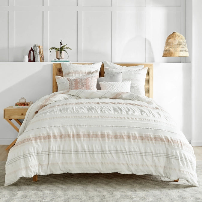 Pickford 100% Cotton Duvet Cover Set - Coastal Bedding Sets - Blush