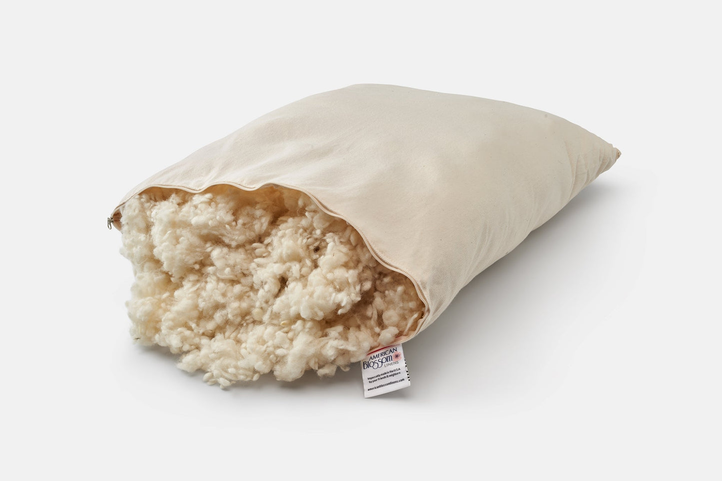 Natural Cotton Pillow With Wool Filling - American Made With USA Grown Cotton