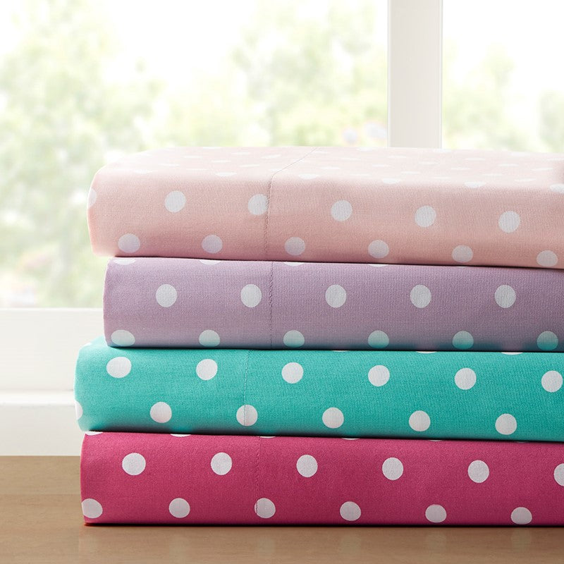 Mi Zone Pink Polka Dot Printed 100% Cotton Sheet Set