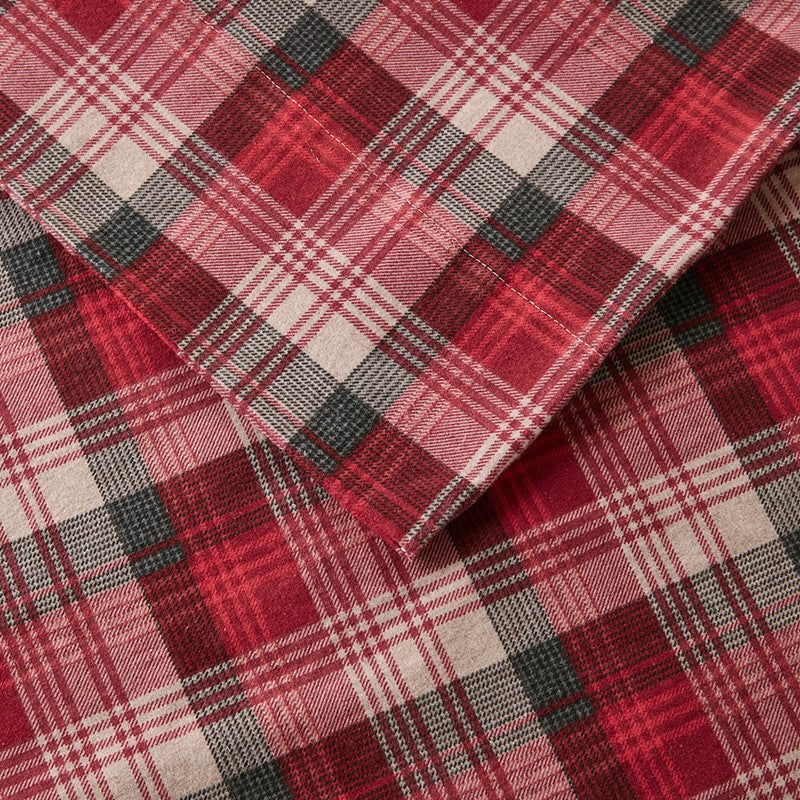 Woolrich 100% Cotton Printed Flannel Sheet Set - Red Plaid