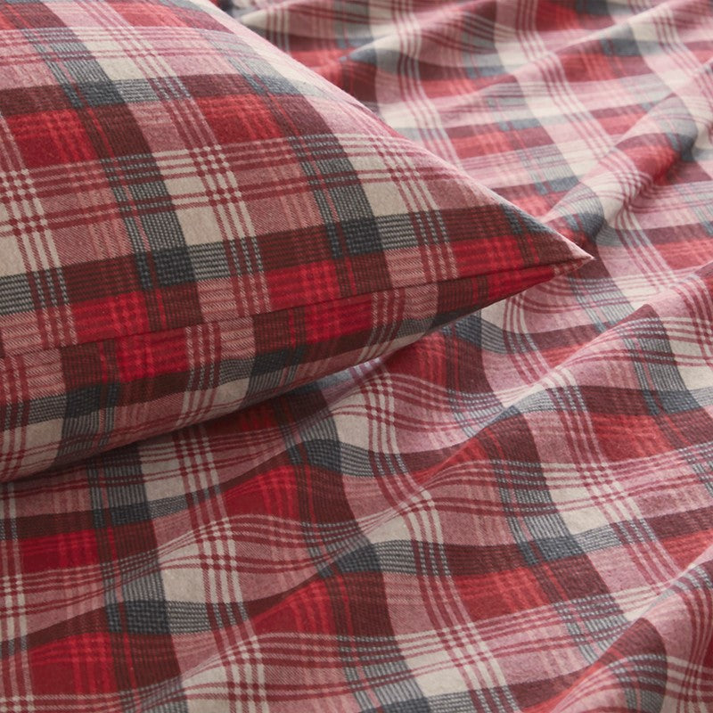 Woolrich 100% Cotton Printed Flannel Sheet Set - Red Plaid