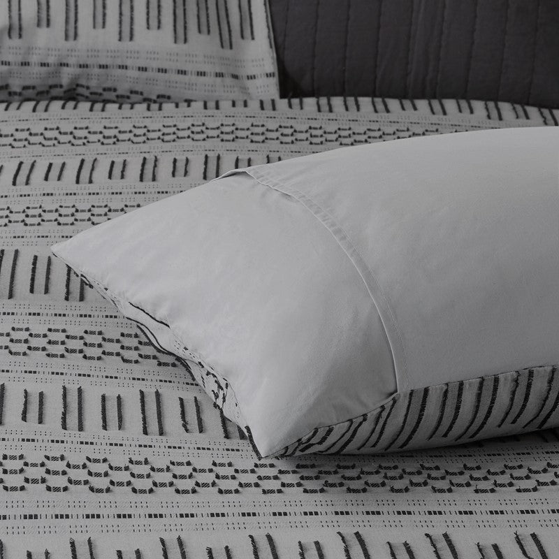 Rhea Cotton Jacquard Comforter Set | Grey & Black | 100% Cotton