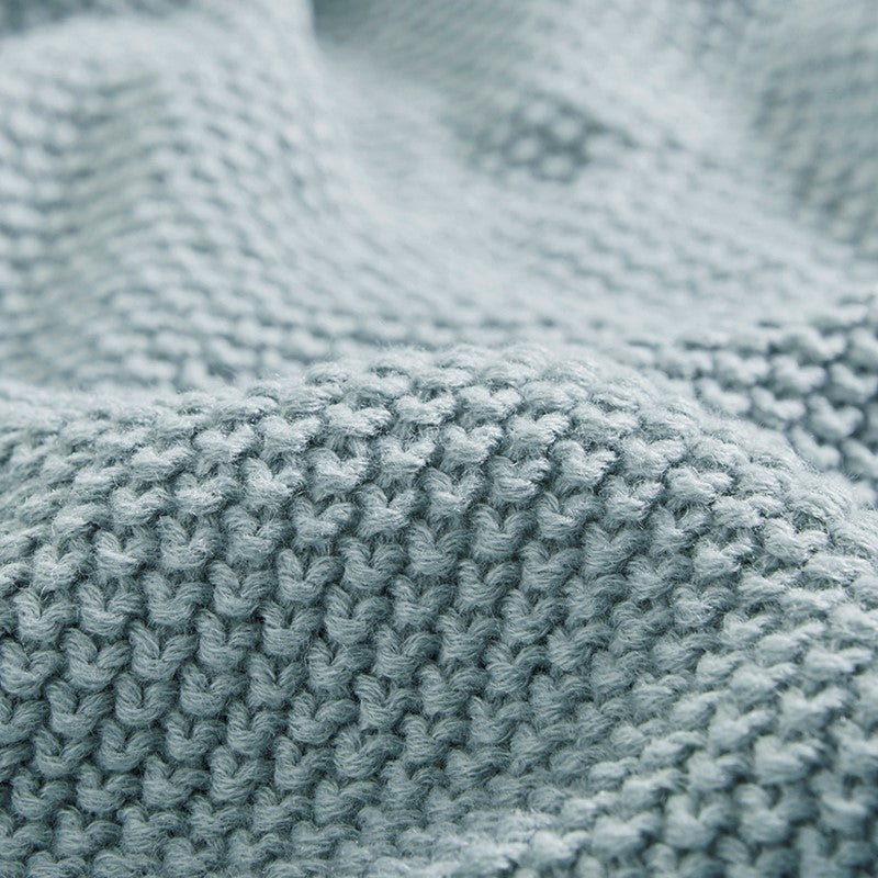 SALE! Bree Knit Blanket | Twin | Light Blue - Quahog Bay Bedding