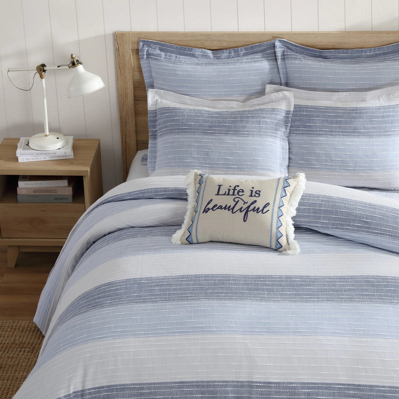 Sand Stripes Euro Shams Nautical Pillow Shams - Quahog Bay Bedding