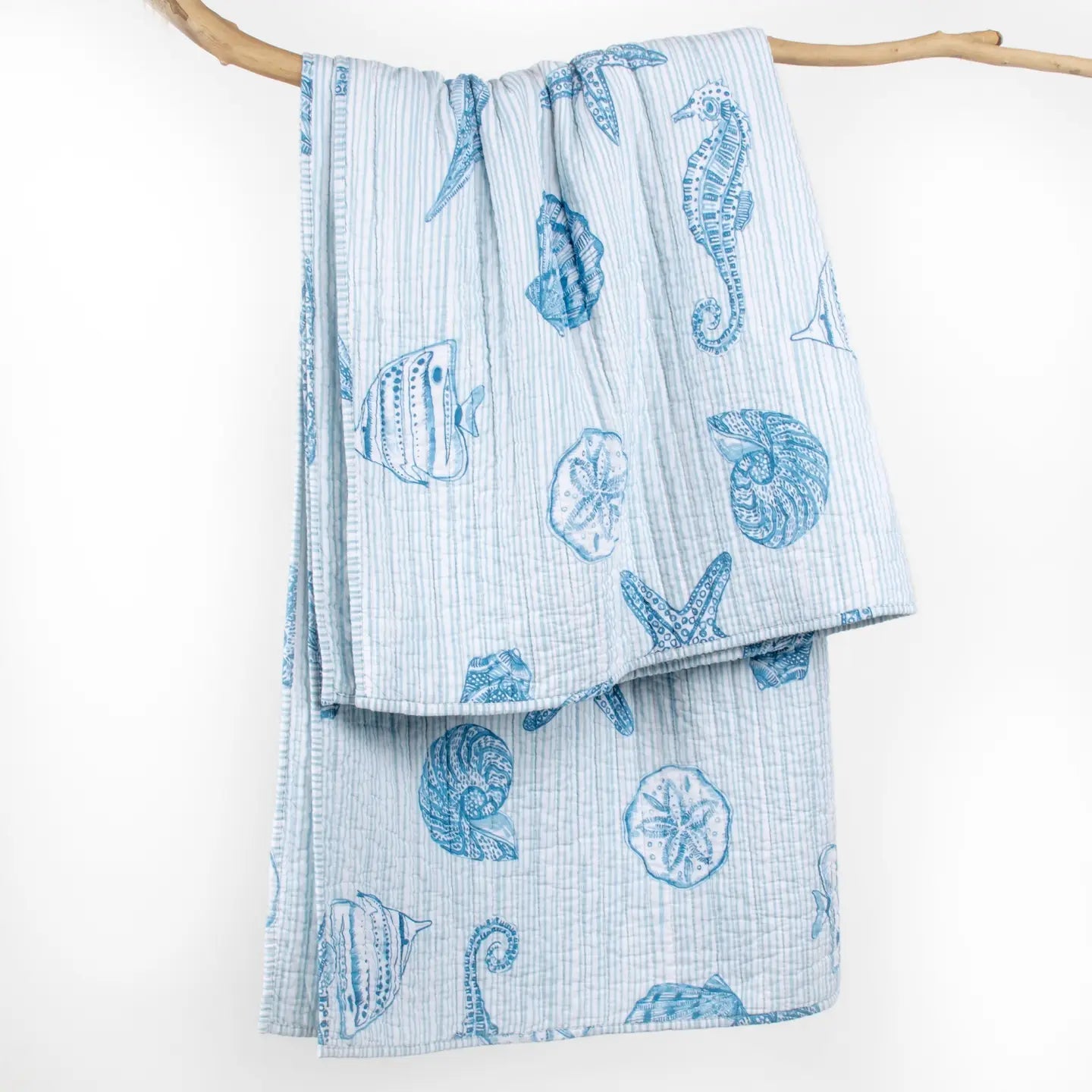 Sandy Cove Quilted Throw - Coastal Throw Blanket - Quahog Bay Bedding