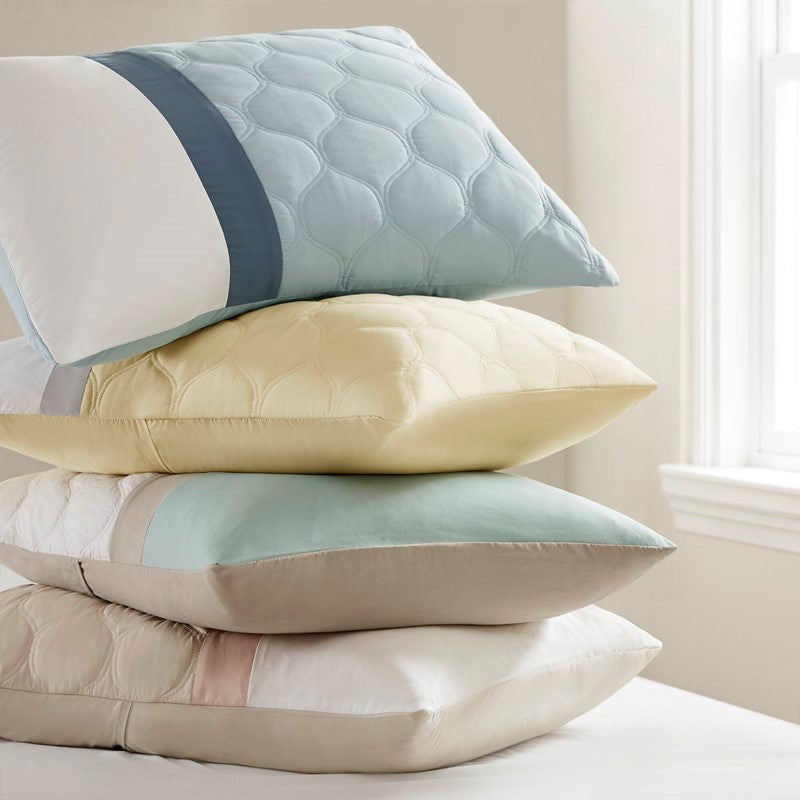 Embroidered Medallion Comforter Set - Seafoam Medallion Bedding Set - 8PC