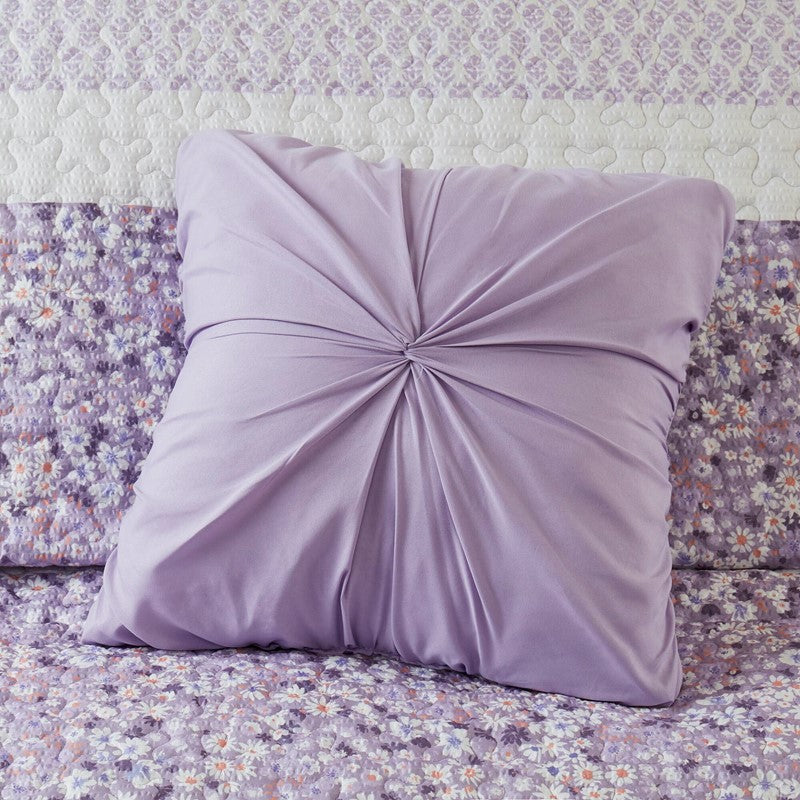 Coastal Floral Quilt Set - Shabby Chic Seersucker - Purple