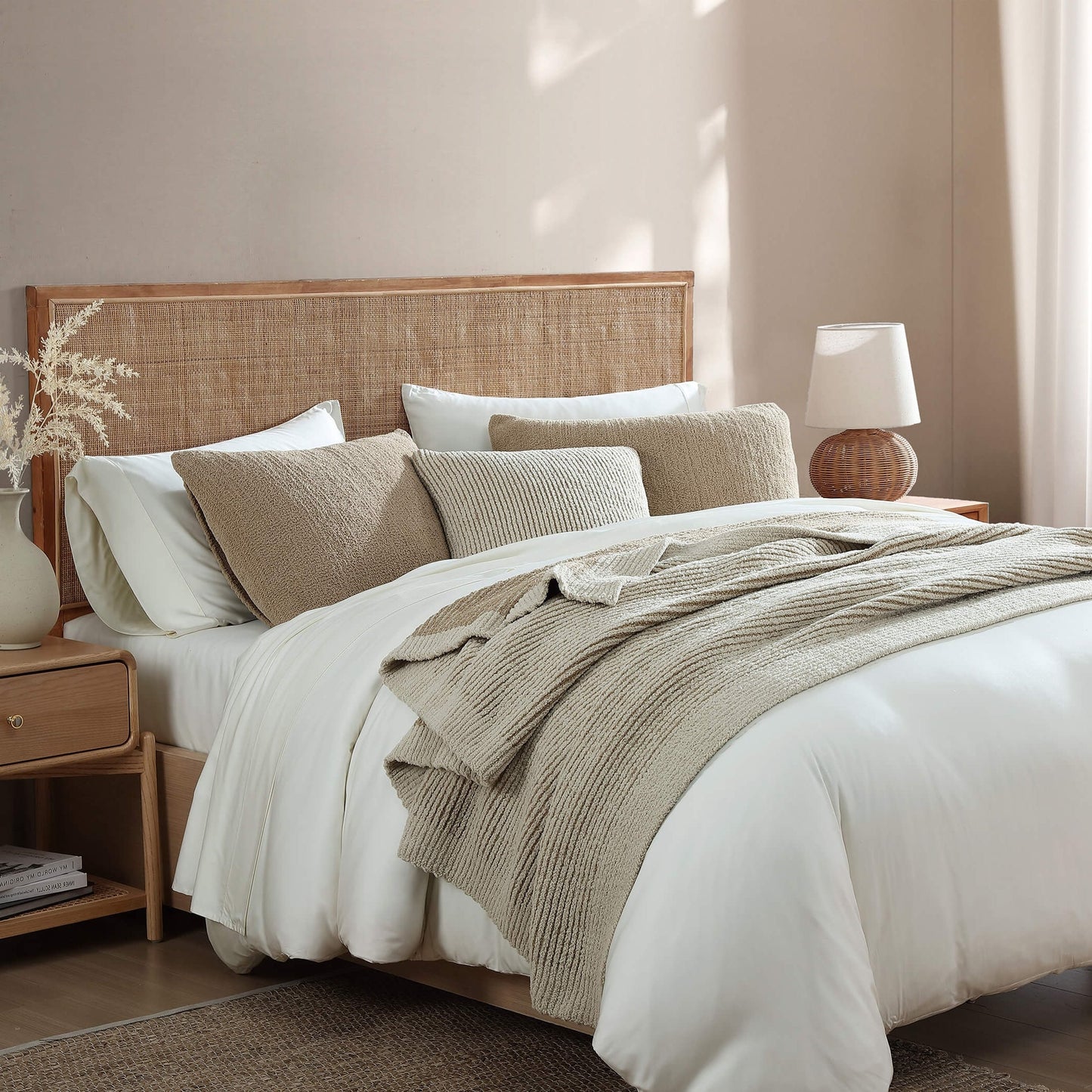 Luxury Two-Tone Ribbed Throw Pillow
