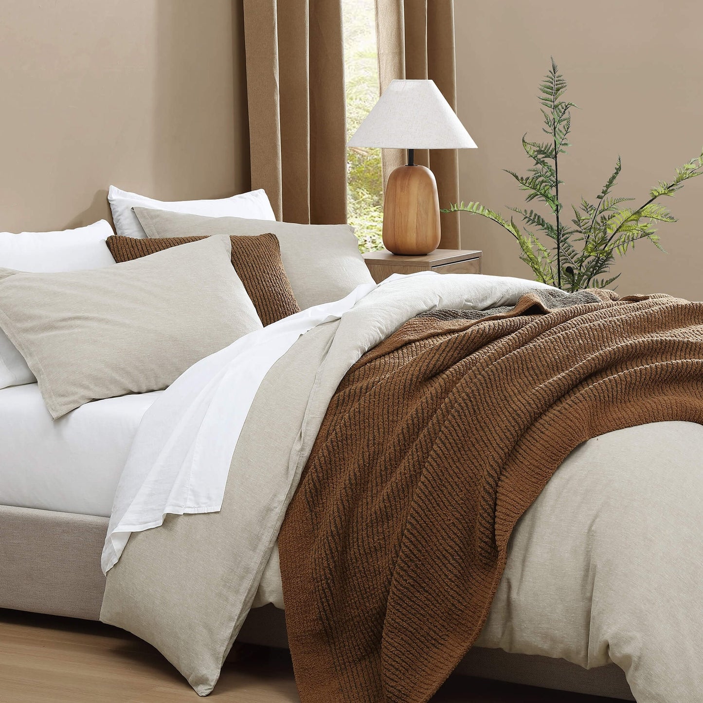 Luxury Two-Tone Ribbed Throw Pillow