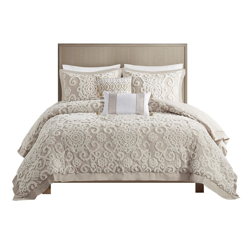 Suzanna Cotton Boho Medallion Duvet Cover Set - Taupe