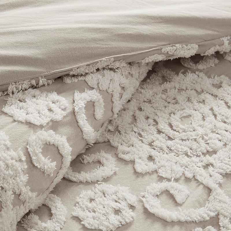 Suzanna Cotton Boho Medallion Duvet Cover Set - Taupe