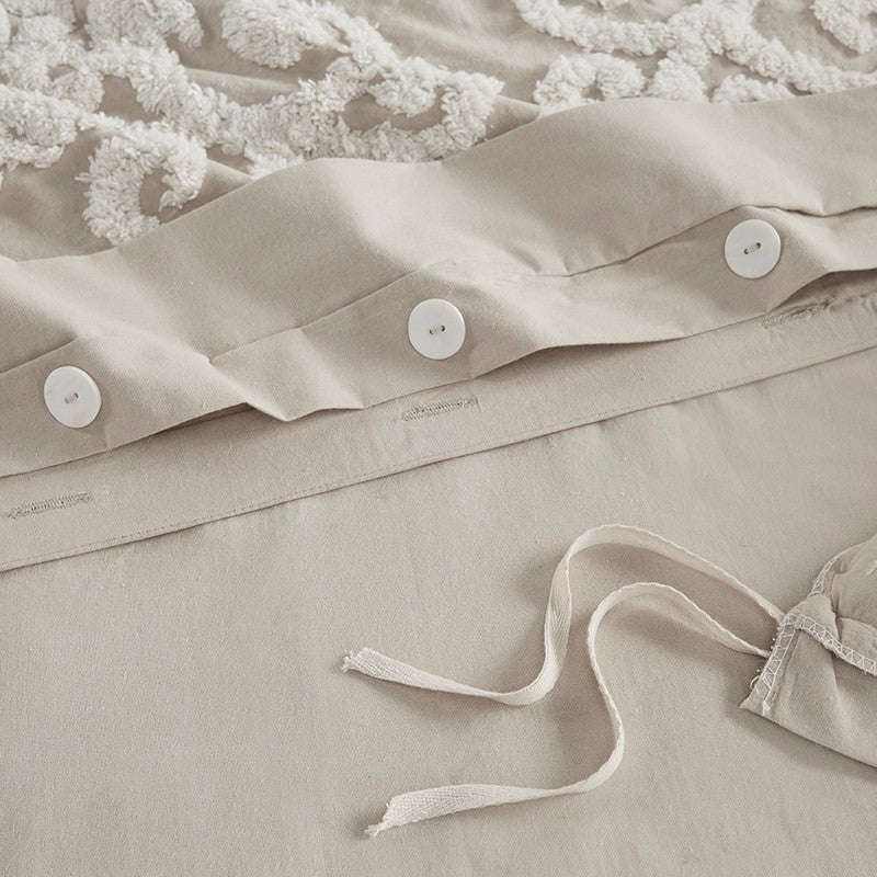 Suzanna Cotton Boho Medallion Duvet Cover Set - Taupe
